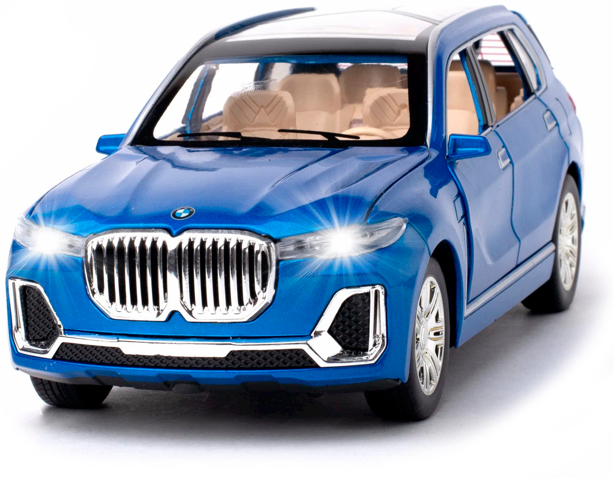 Металлическая машинка Che Zhi 1:24 «BMW X7» CZ115A, 20.5 см., свет и звук, инерционная / Синий