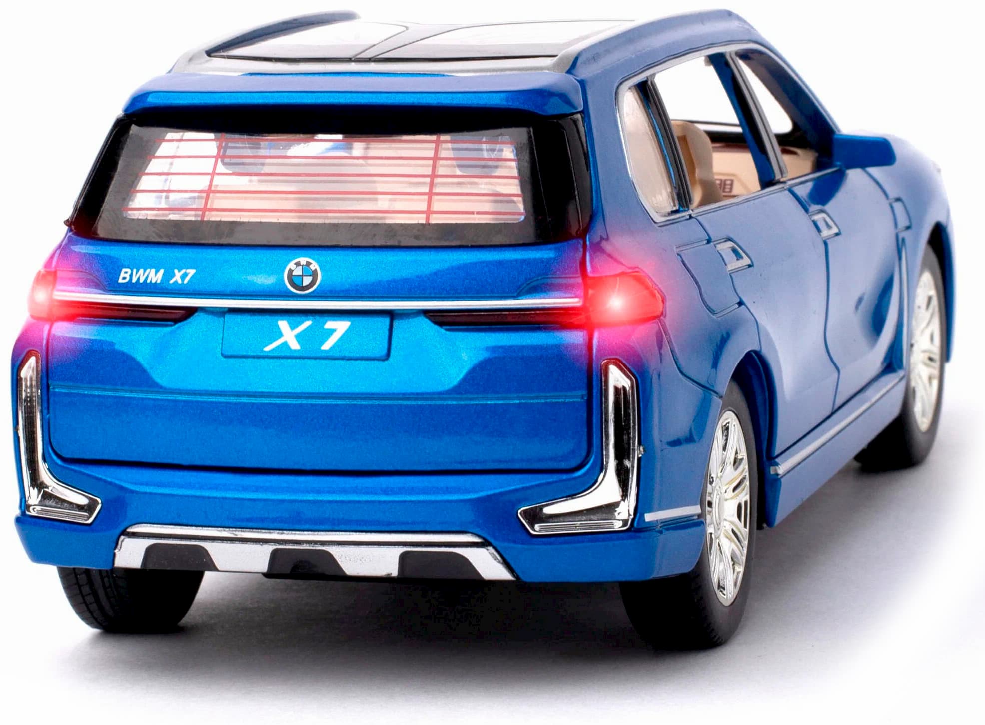 Металлическая машинка Che Zhi 1:24 «BMW X7» CZ115A, 20.5 см., свет и звук, инерционная / Синий