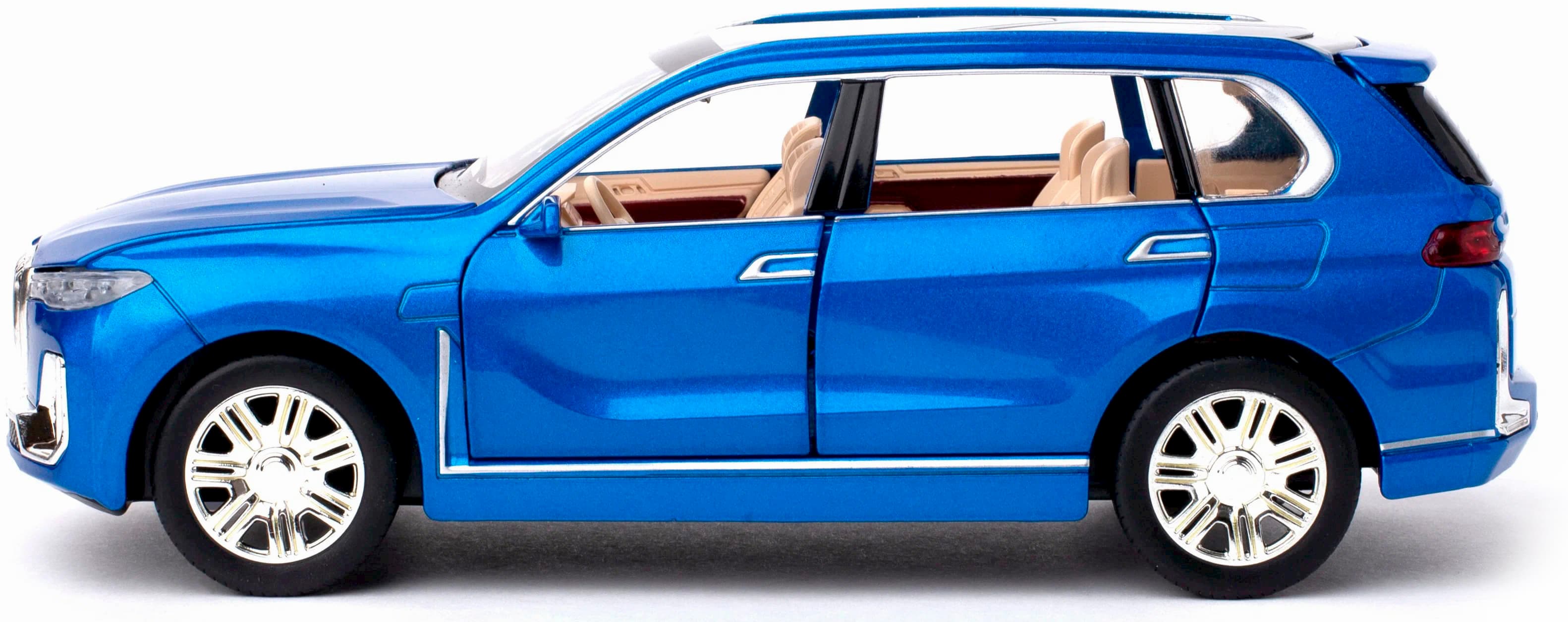 Металлическая машинка Che Zhi 1:24 «BMW X7» CZ115A, 20.5 см., свет и звук, инерционная / Синий
