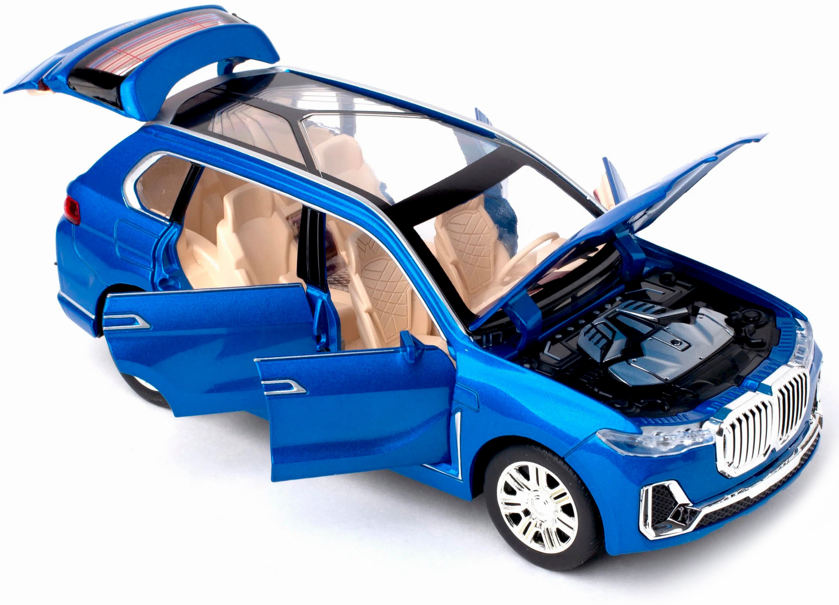 Металлическая машинка Che Zhi 1:24 «BMW X7» CZ115A, 20.5 см., свет и звук, инерционная / Синий