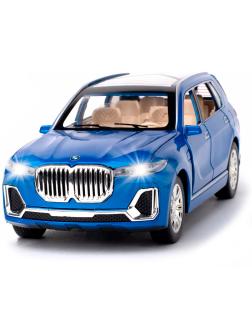 Металлическая машинка Che Zhi 1:24 «BMW X7» CZ115A, 20.5 см., свет и звук, инерционная / Синий