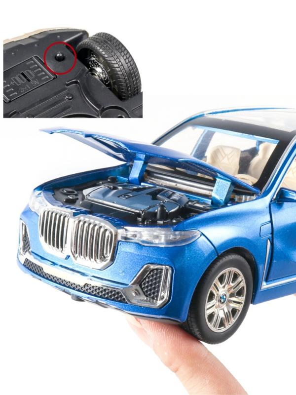 Металлическая машинка Che Zhi 1:24 «BMW X7» CZ115A, 20.5 см., свет и звук, инерционная / Синий