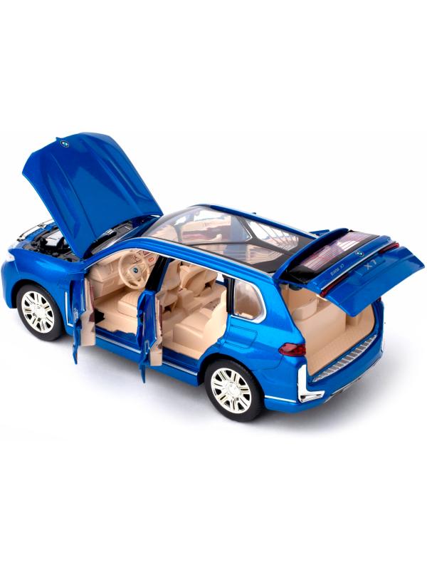 Металлическая машинка Che Zhi 1:24 «BMW X7» CZ115A, 20.5 см., свет и звук, инерционная / Синий