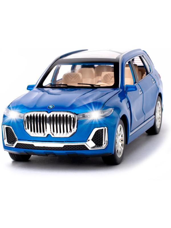 Металлическая машинка Che Zhi 1:24 «BMW X7» CZ115A, 20.5 см., свет и звук, инерционная / Синий