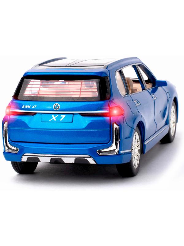Металлическая машинка Che Zhi 1:24 «BMW X7» CZ115A, 20.5 см., свет и звук, инерционная / Синий