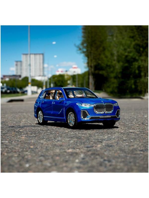 Металлическая машинка Che Zhi 1:24 «BMW X7» CZ115A, 20.5 см., свет и звук, инерционная / Синий