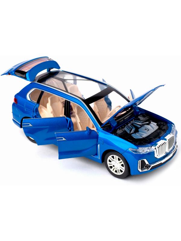 Металлическая машинка Che Zhi 1:24 «BMW X7» CZ115A, 20.5 см., свет и звук, инерционная / Синий