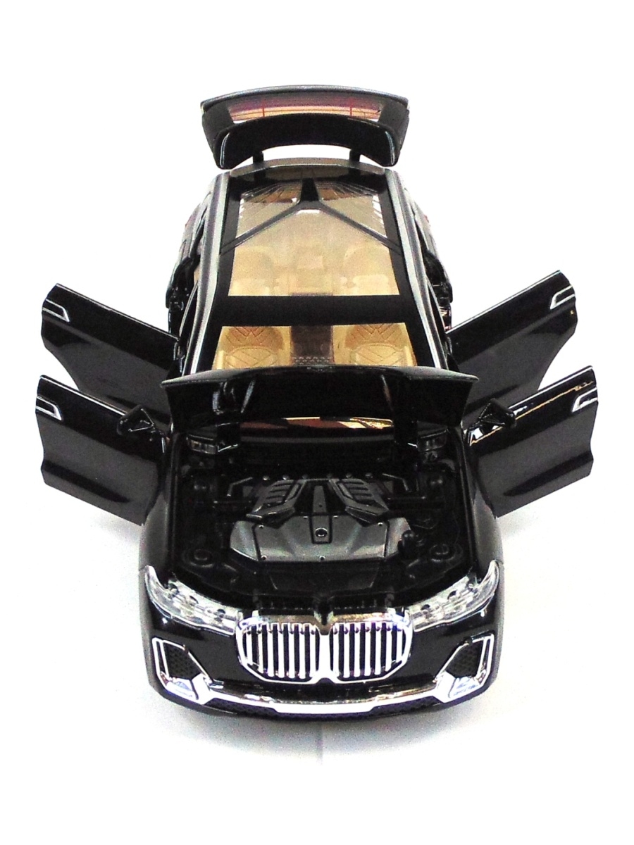 Металлическая машинка Che Zhi 1:24 «BMW X7» CZ115A, 20.5 см., свет и звук, инерционная / Черный
