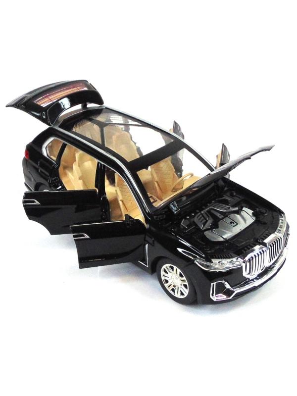 Металлическая машинка Che Zhi 1:24 «BMW X7» CZ115A, 20.5 см., свет и звук, инерционная / Черный