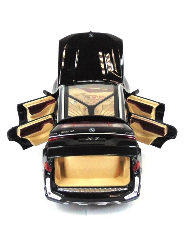 Металлическая машинка Che Zhi 1:24 «BMW X7» CZ115A, 20.5 см., свет и звук, инерционная / Черный