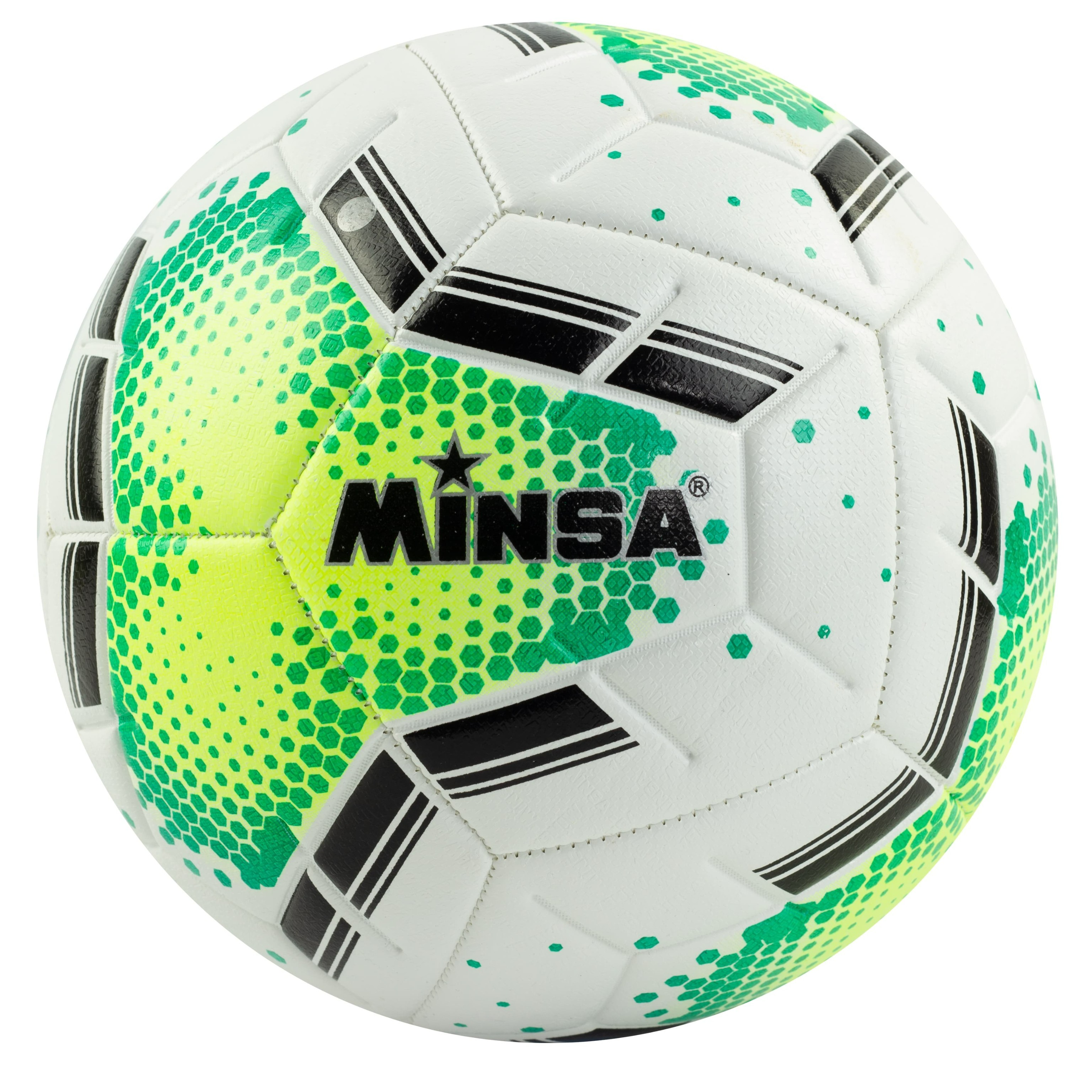 Футбольный мяч «Minsa» 47301, размер 5, 16 панелей / Бело-зеленый