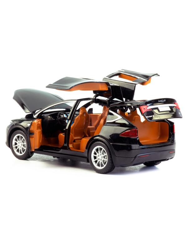 Металлическая машинка HCL 1:22 «Tesla Model X» HCL-911A, 21 см., инерционная, свет, звук / Микс