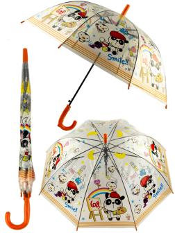 Зонтик детский «Прозрачный» матовый, со свистком, 65 см. 43415 / Оранжевый