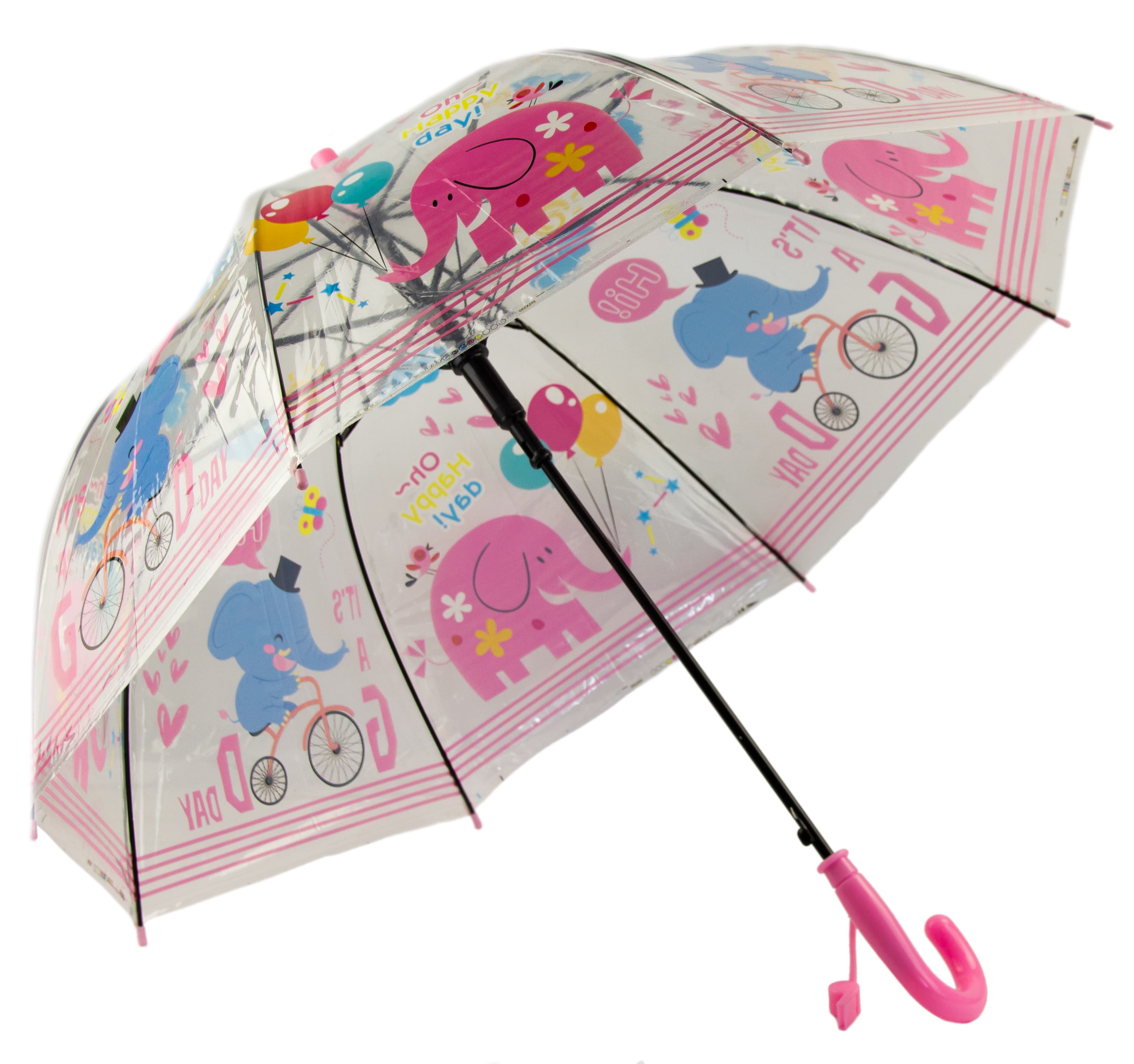 Зонтик детский «Прозрачный» матовый, со свистком, 65 см. 43415 / Розовый