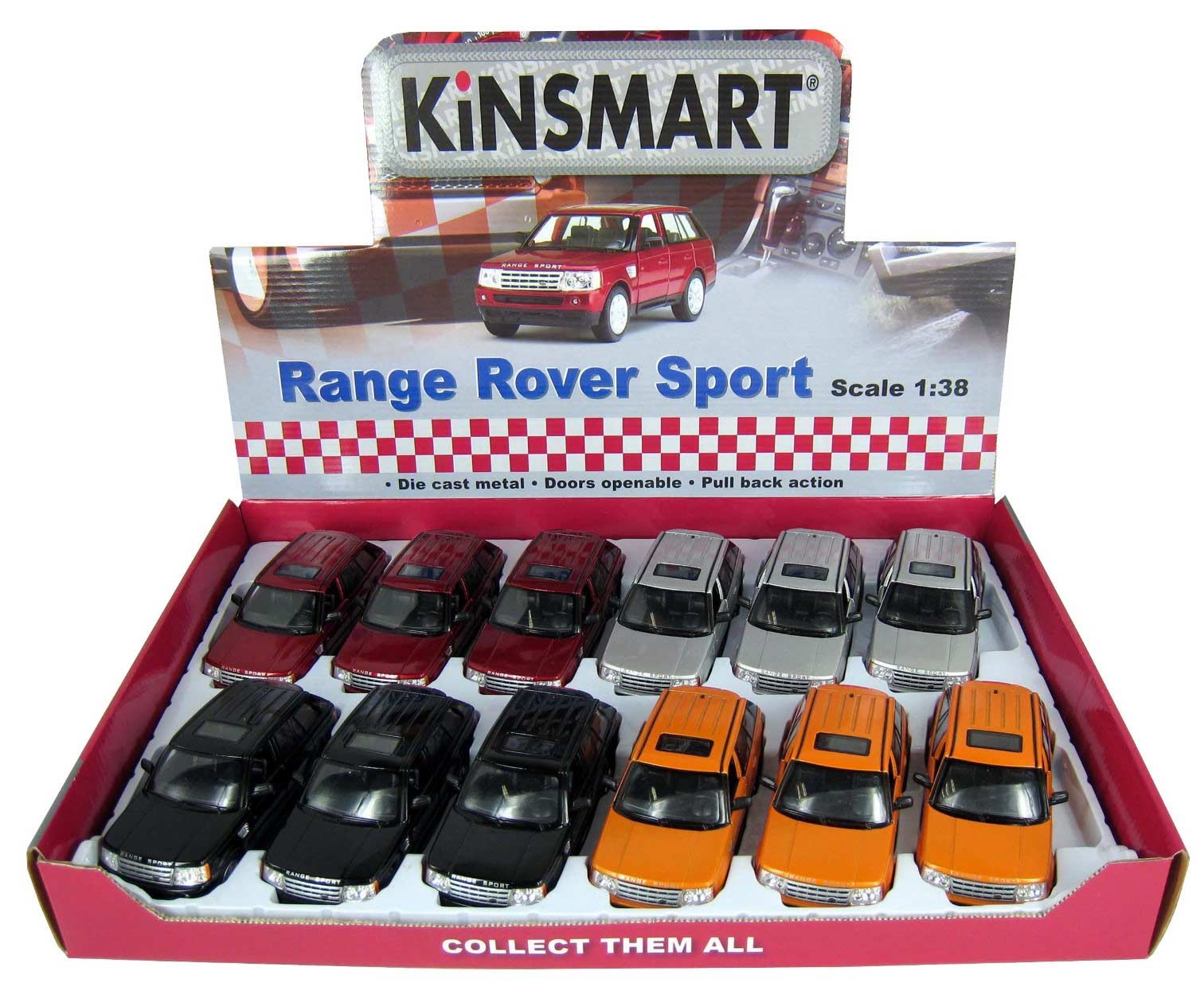 Металлическая машинка Kinsmart 1:38 «Range Rover Sport» KT5312D, инерционная / Оранжевый