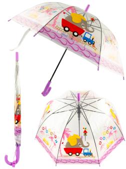 Зонтик детский «Слон» прозрачный, со свистком, 65 см. 43411 / Сиреневый