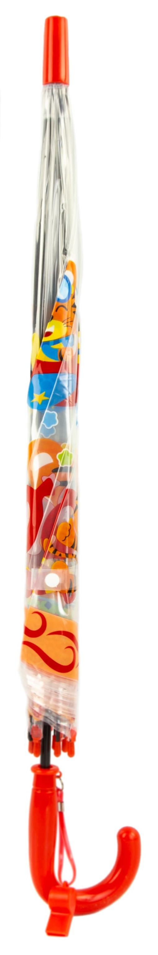 Зонтик детский «Тигр» прозрачный, со свистком, 65 см. 43411 / Красный