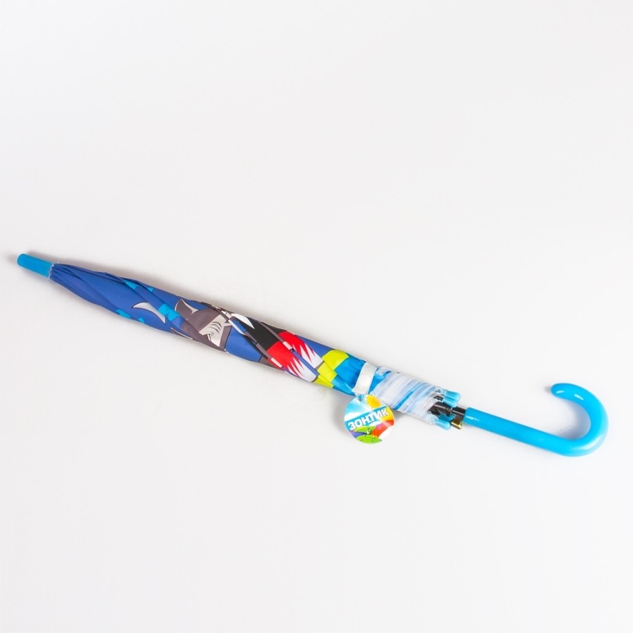 Зонтик детский «Акула» со свистком, полуавтомат, 80 см., 47233 / Синий