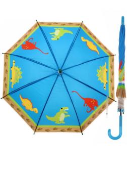 Зонтик детский «Динозавры» со свистком, полуавтомат, 80 см., 47233 / Голубой