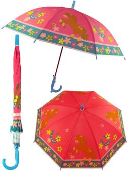 Зонтик детский «Лошадки» со свистком, полуавтомат, 80 см., 47233 / Голубой