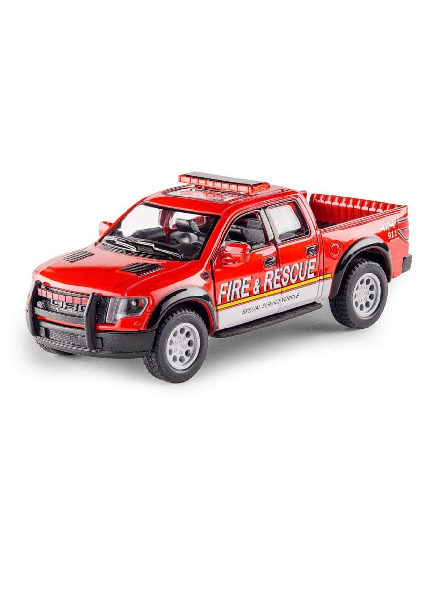 Металлическая машинка Kinsmart 1:46 «2013 Ford F-150 SVT Raptor SuperCrew (Полиция / Пожарные)» KT5365DPR инерционная / Микс