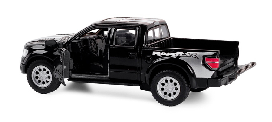 Металлическая машинка Kinsmart 1:46 «2013 Ford F-150 SVT Raptor SuperCrew (С принтом)» KT5365DF инерционная / Черный