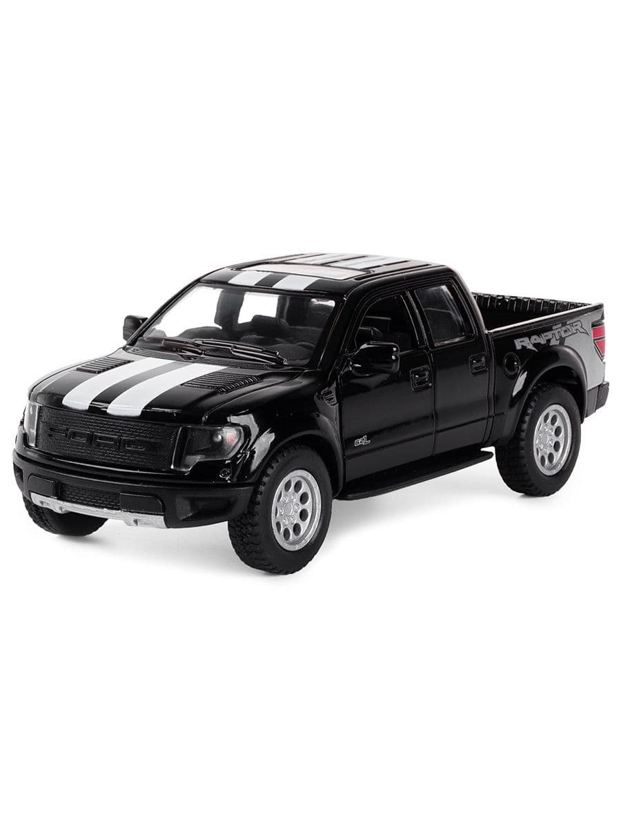 Металлическая машинка Kinsmart 1:46 «2013 Ford F-150 SVT Raptor SuperCrew (С принтом)» KT5365DF инерционная / Черный