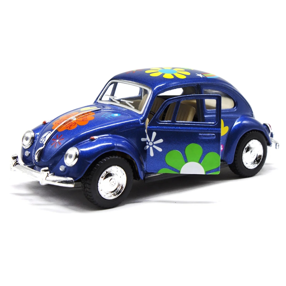 Металлическая машинка Kinsmart 1:32 «1967 Volkswagen Classical Beetle с принтом» KT5057DF, инерционная / Синий