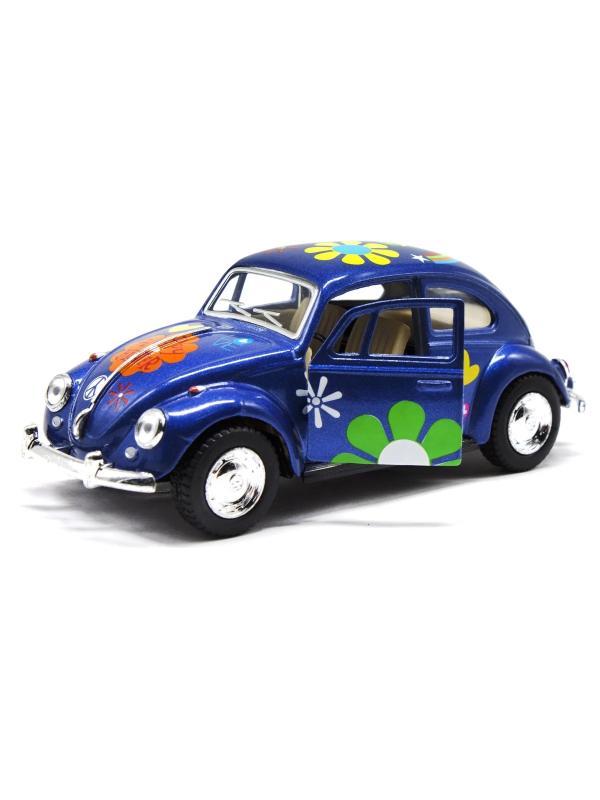 Металлическая машинка Kinsmart 1:32 «1967 Volkswagen Classical Beetle с принтом» KT5057DF, инерционная / Синий