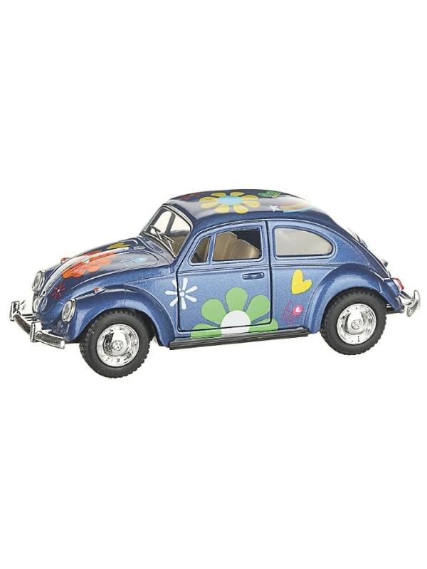 Металлическая машинка Kinsmart 1:32 «1967 Volkswagen Classical Beetle с принтом» KT5057DF, инерционная / Синий