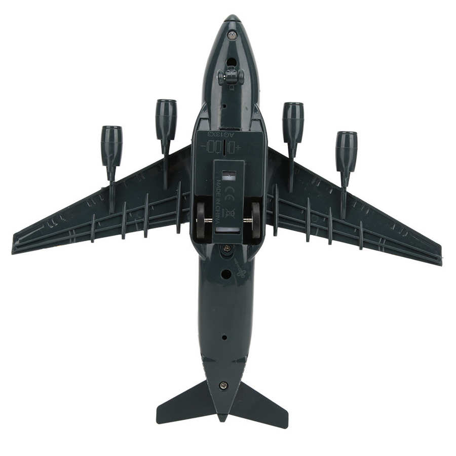 Металлический военно-транспортный самолет «Boeing C-17 Globemaster III» HW180 22 см., инерционный, свет, звук / Черный