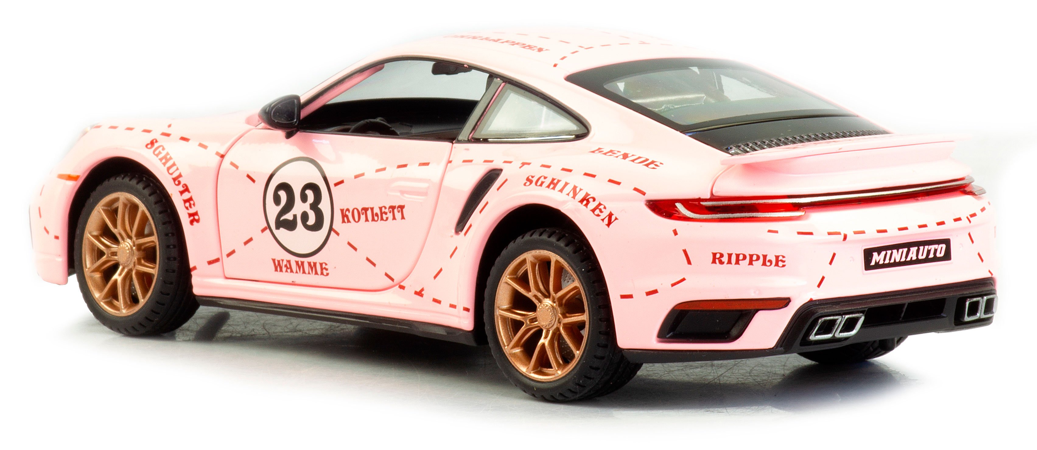 Металлическая машинка Mini Auto 1:24 «Porsche 911 Turbo S» 2405B, 20 см. инерционная, свет, звук / Микс
