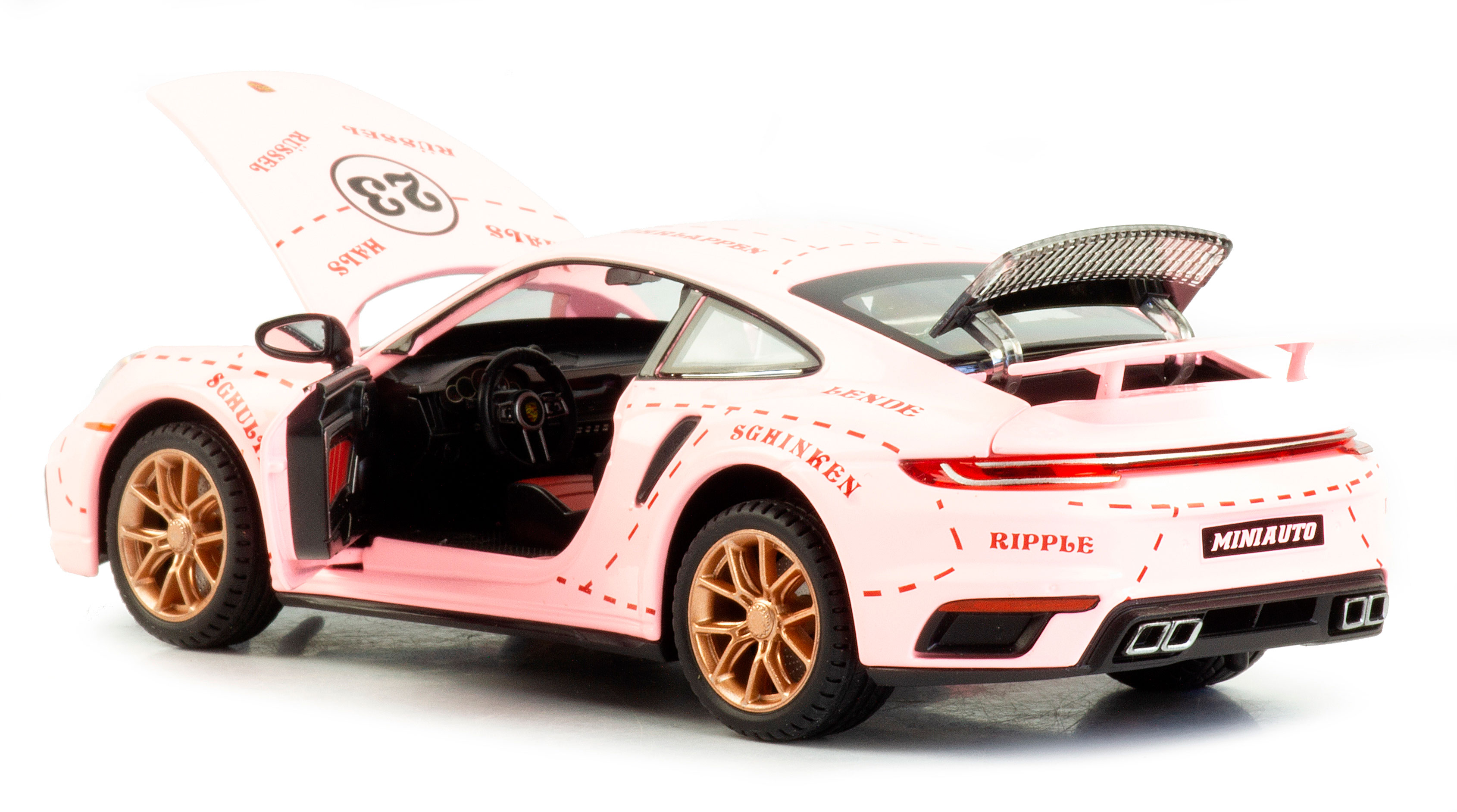 Металлическая машинка Mini Auto 1:24 «Porsche 911 Turbo S» 2405B, 20 см. инерционная, свет, звук / Микс