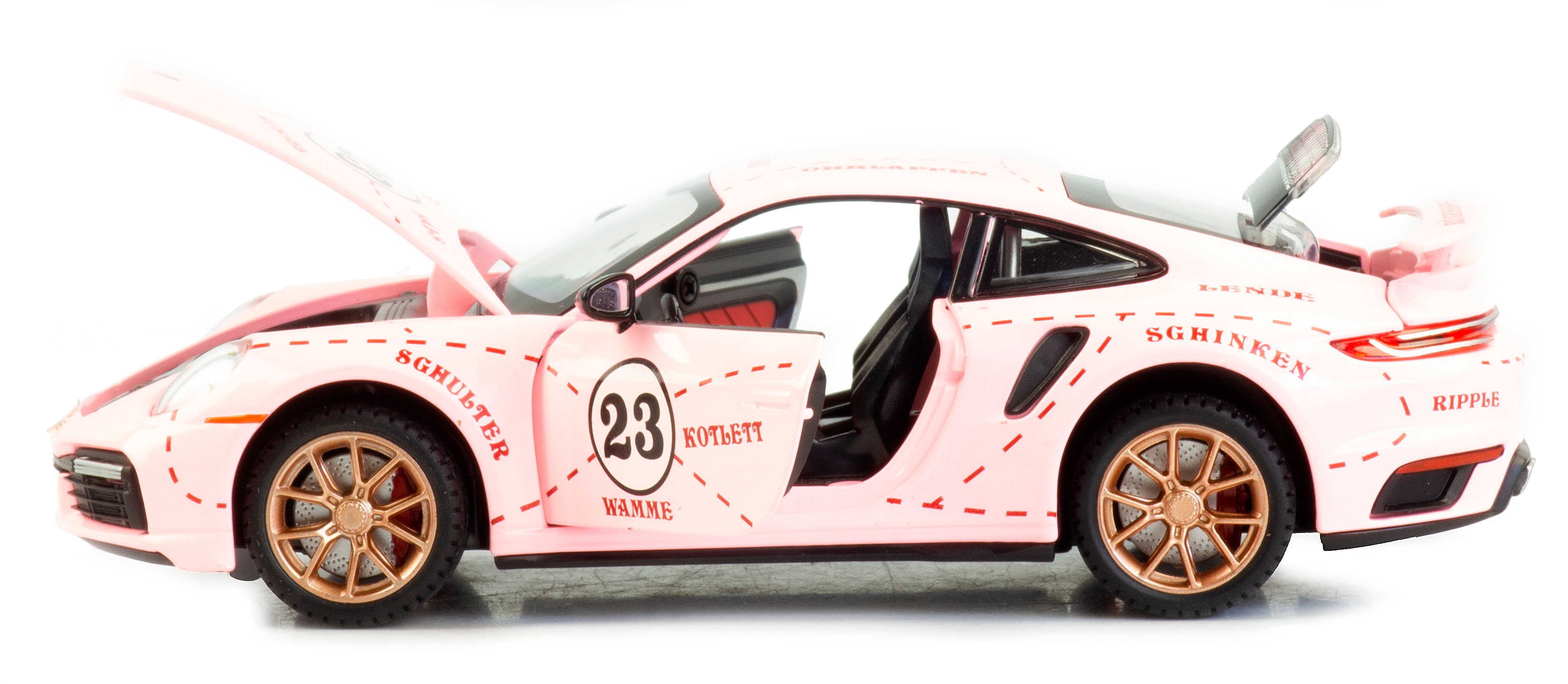 Металлическая машинка Mini Auto 1:24 «Porsche 911 Turbo S» 2405B, 20 см. инерционная, свет, звук / Микс