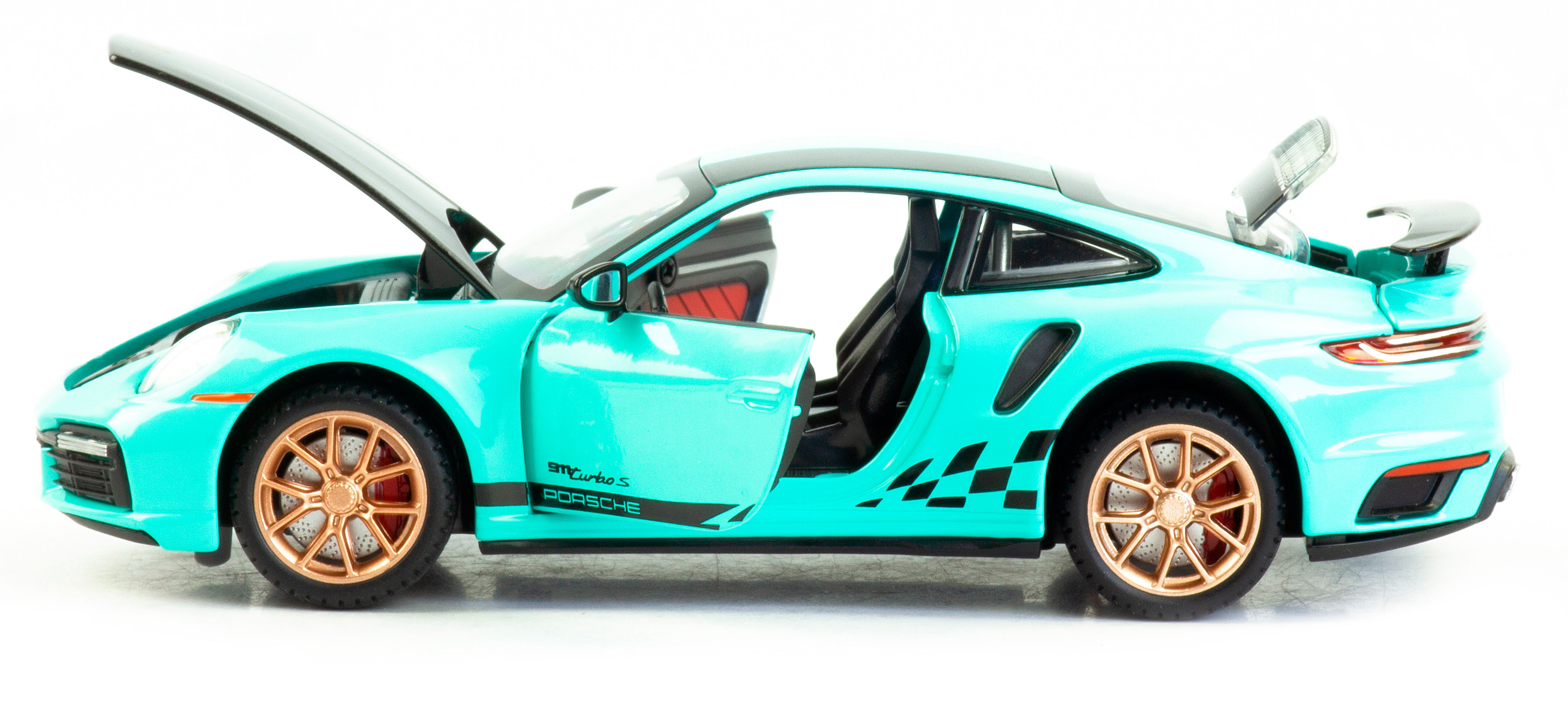 Металлическая машинка Mini Auto 1:24 «Porsche 911 Turbo S» 2405B, 20 см. инерционная, свет, звук / Микс