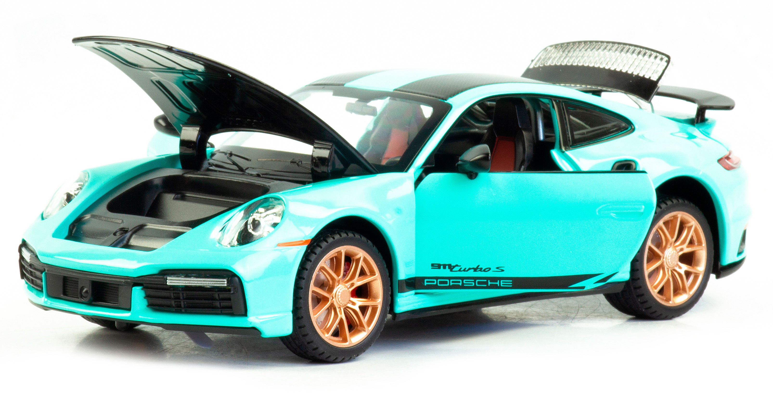 Металлическая машинка Mini Auto 1:24 «Porsche 911 Turbo S» 2405B, 20 см. инерционная, свет, звук / Микс