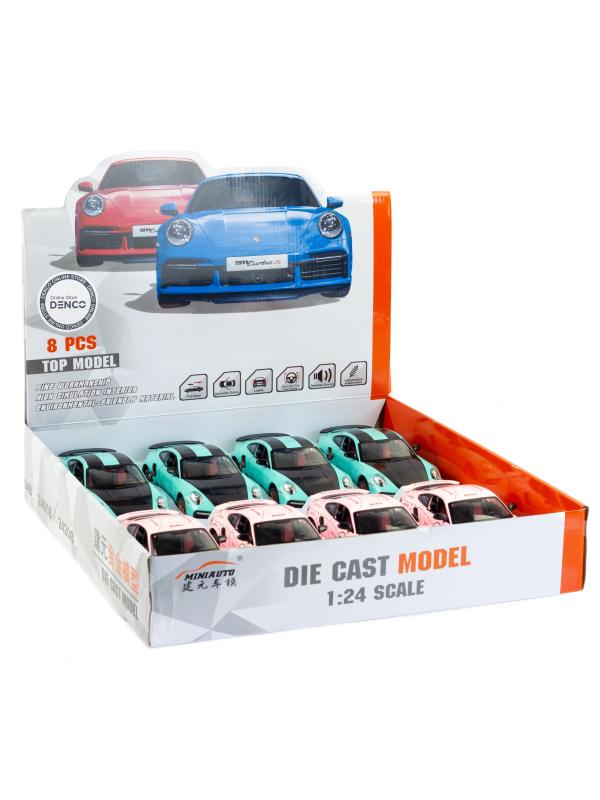 Металлическая машинка Mini Auto 1:24 «Porsche 911 Turbo S» 2405B, 20 см. инерционная, свет, звук / Микс