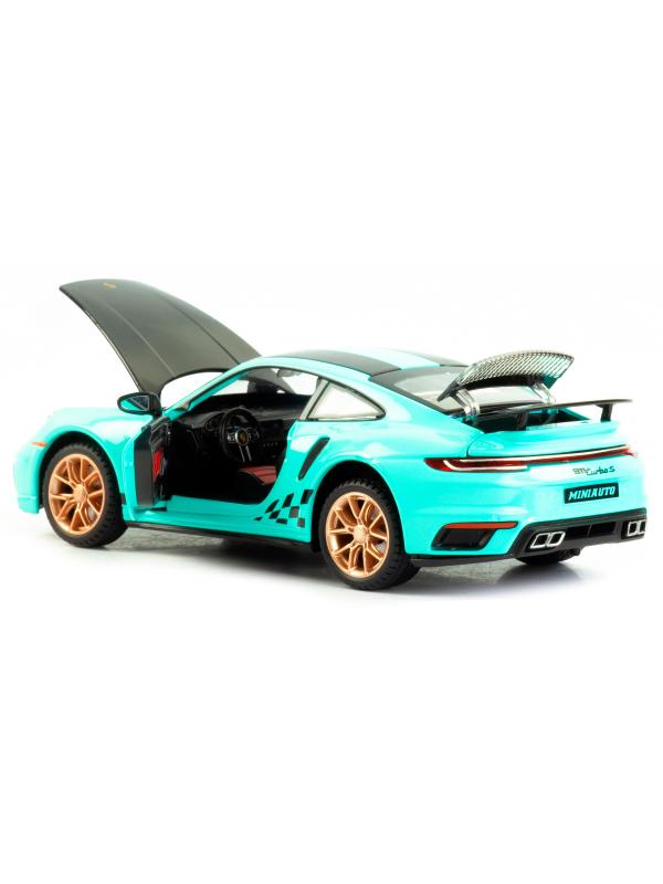 Металлическая машинка Mini Auto 1:24 «Porsche 911 Turbo S» 2405B, 20 см. инерционная, свет, звук / Микс