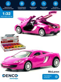 Металлическая машинка Wanbao 1:32 «McLaren» 615D, инерционная, свет и звук / Розовый