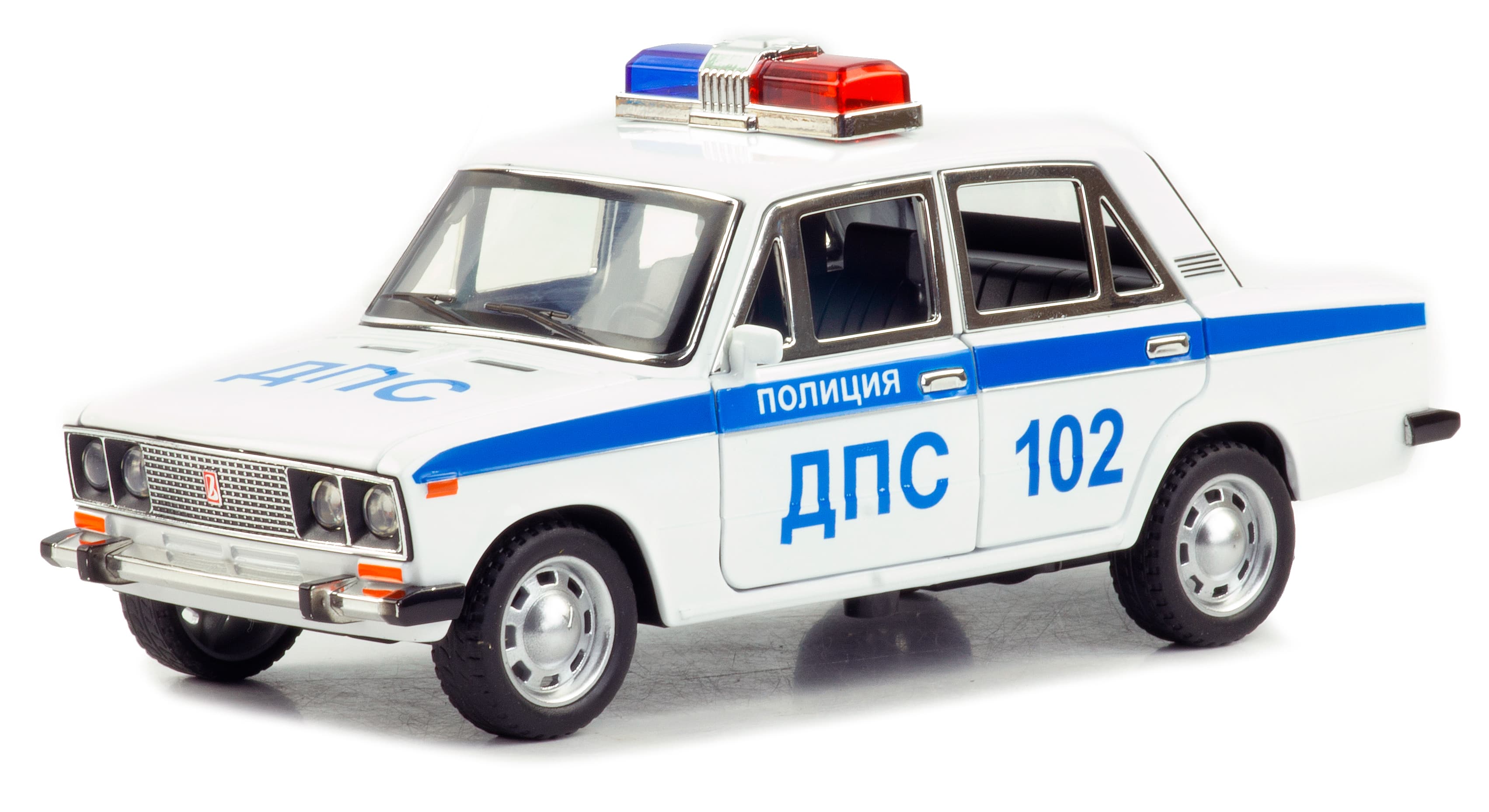 Машинка металлическая 1:24 «ВАЗ-2106 Жигули: Полиция ДПС» 2415B, 21 см., инерционная, звук, свет