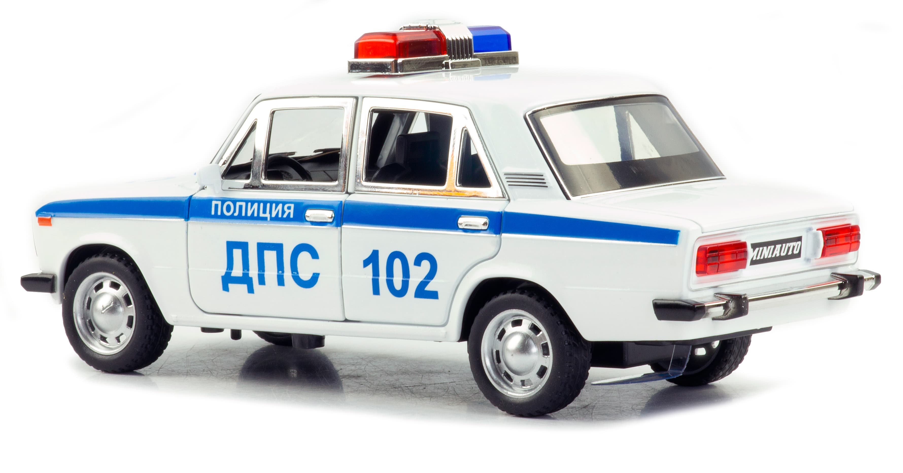 Машинка металлическая 1:24 «ВАЗ-2106 Жигули: Полиция ДПС» 2415B, 21 см., инерционная, звук, свет