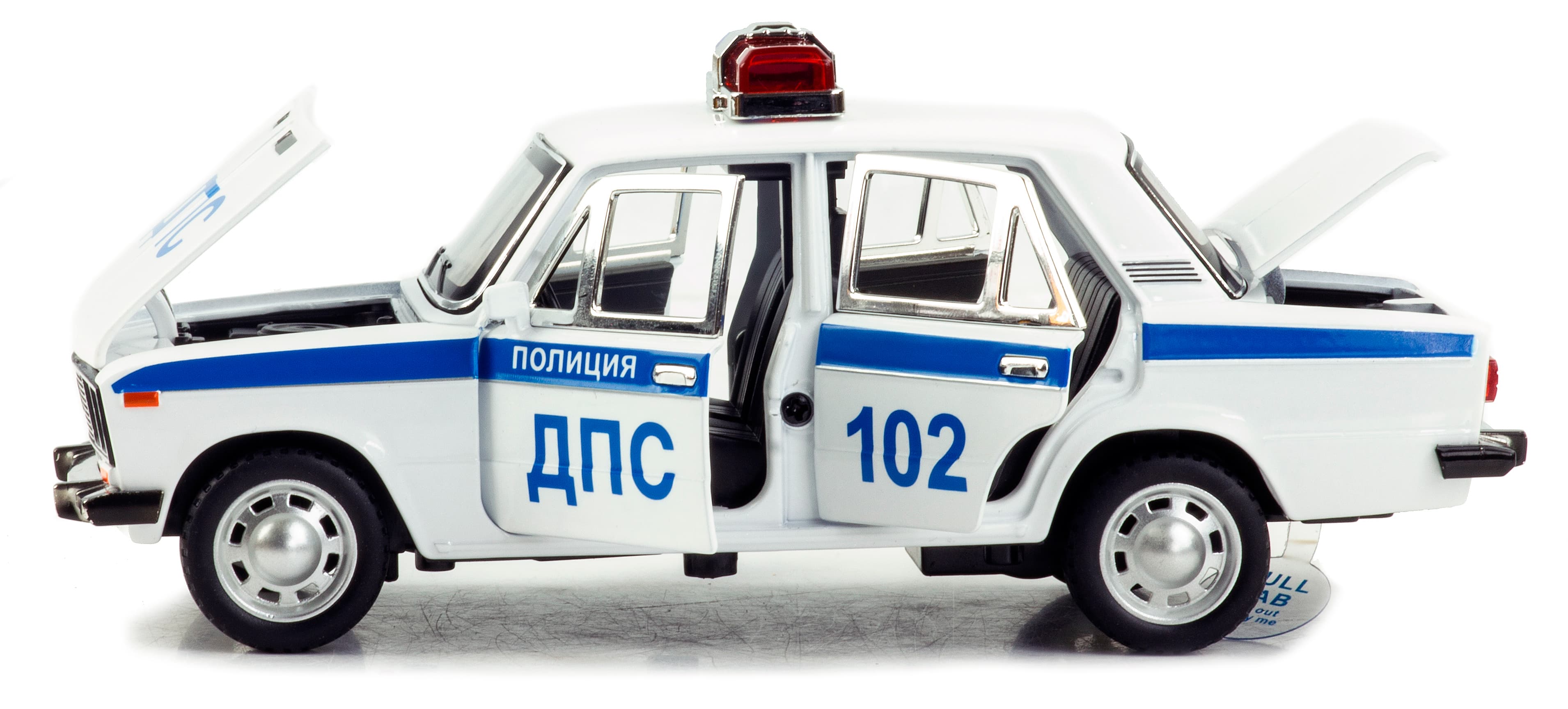 Машинка металлическая 1:24 «ВАЗ-2106 Жигули: Полиция ДПС» 2415B, 21 см., инерционная, звук, свет