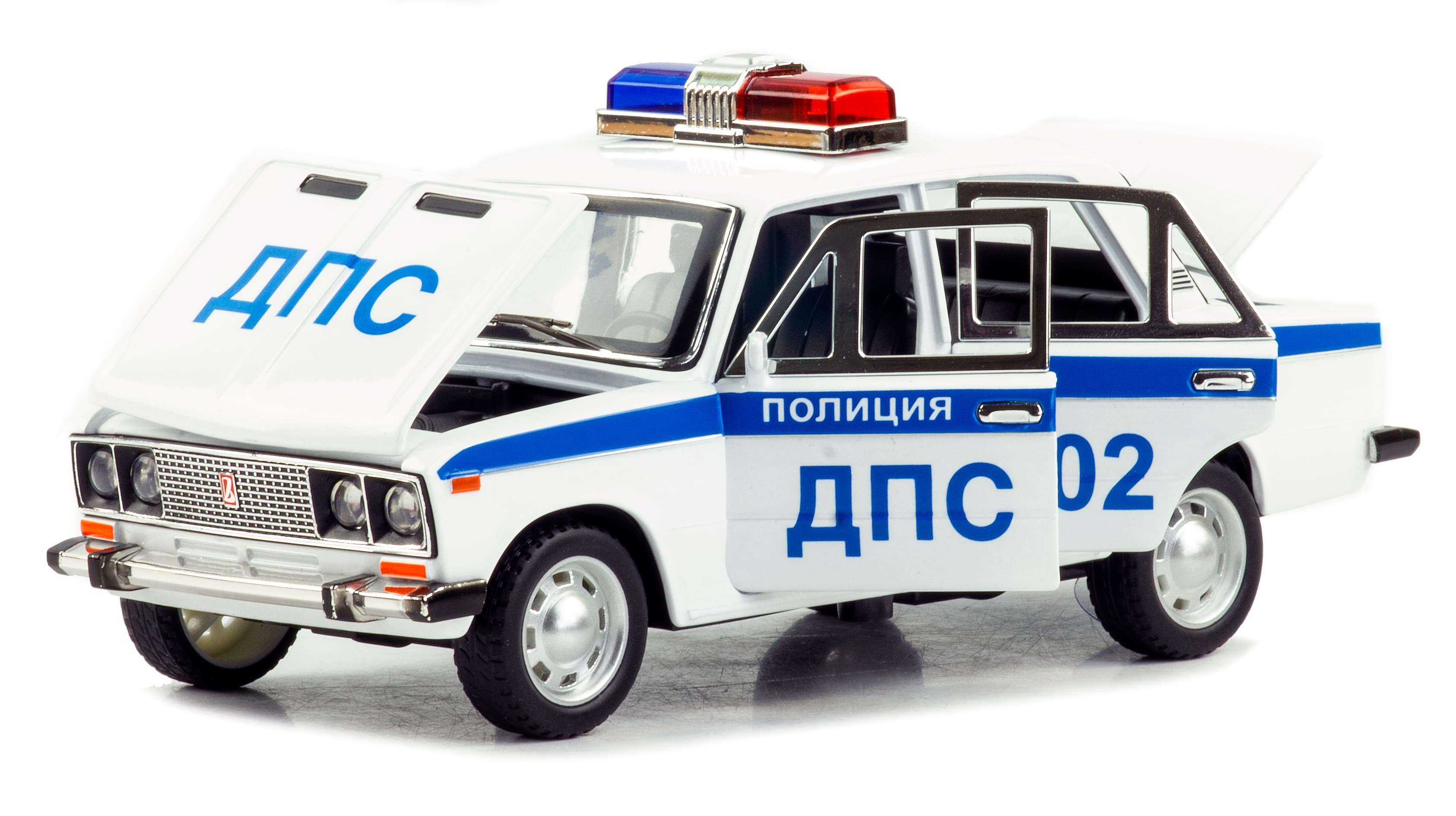 Машинка металлическая 1:24 «ВАЗ-2106 Жигули: Полиция ДПС» 2415B, 21 см., инерционная, звук, свет