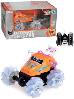 Радиоуправляемая трюковая машинка - перевертыш «Ultimate Stunt Car» 999G-52CS, колеса светятся, музыка, вращение 360, на пульте управления / Оранжевый