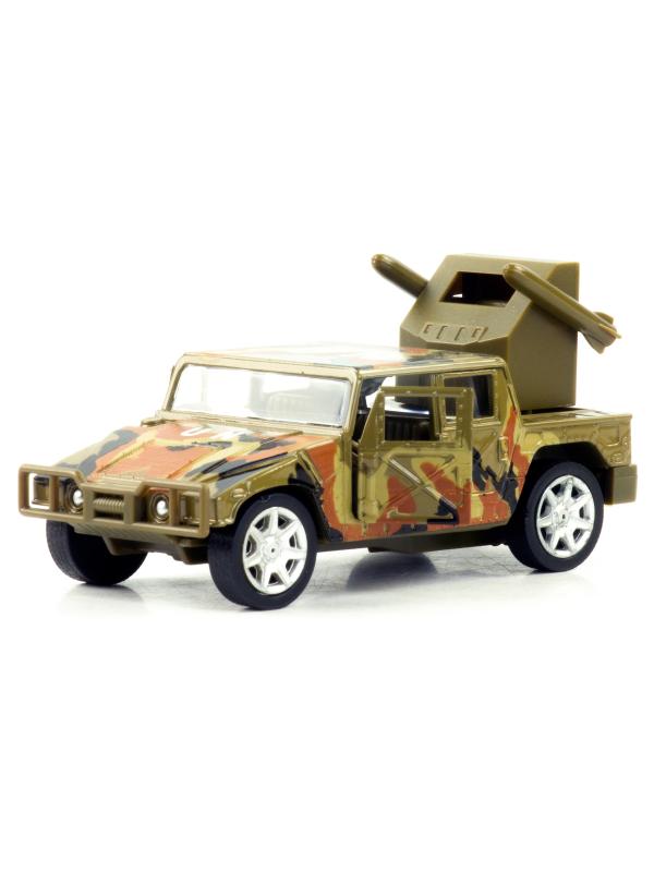 Машинка металлическая 1:32 «Военный Hummer H1 UN» 921-1, 12 см. Land Fighter, инерционная, свет, звук / Зеленый