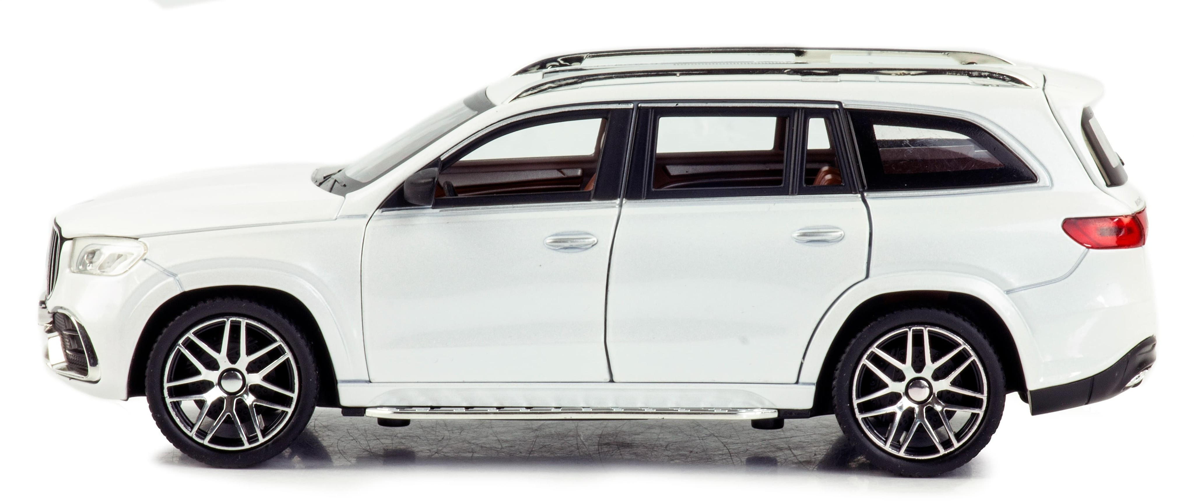 Металлическая машинка Che Zhi 1:24 «Mercedes-Benz GLS 600» CZ134A, 21 см., инерционная, свет, звук / Белый