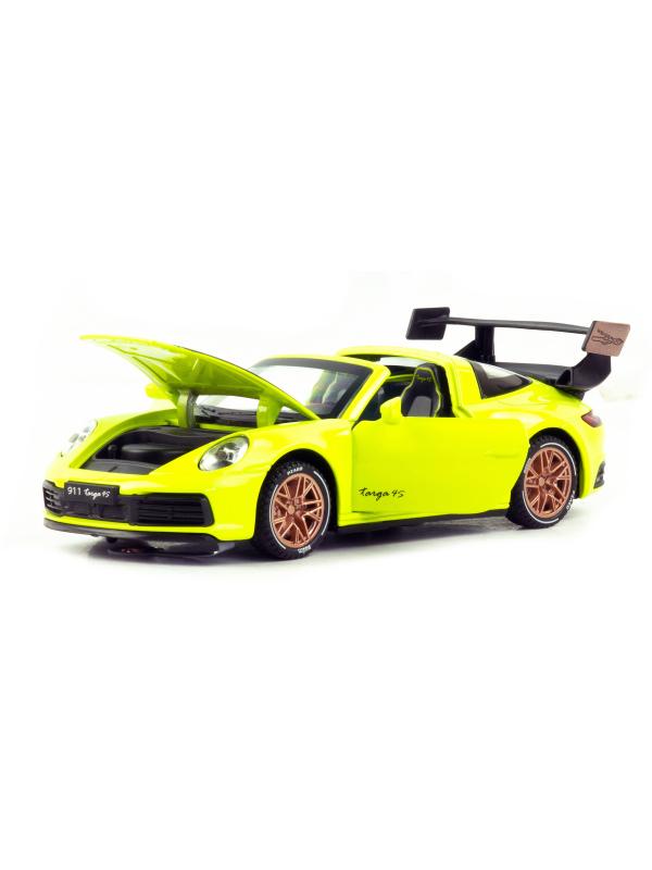 Металлическая машинка Newao Model 1:32 «Porsche 911 Targa 4S» XA3231B, свет, звук, инерционная / Желтый