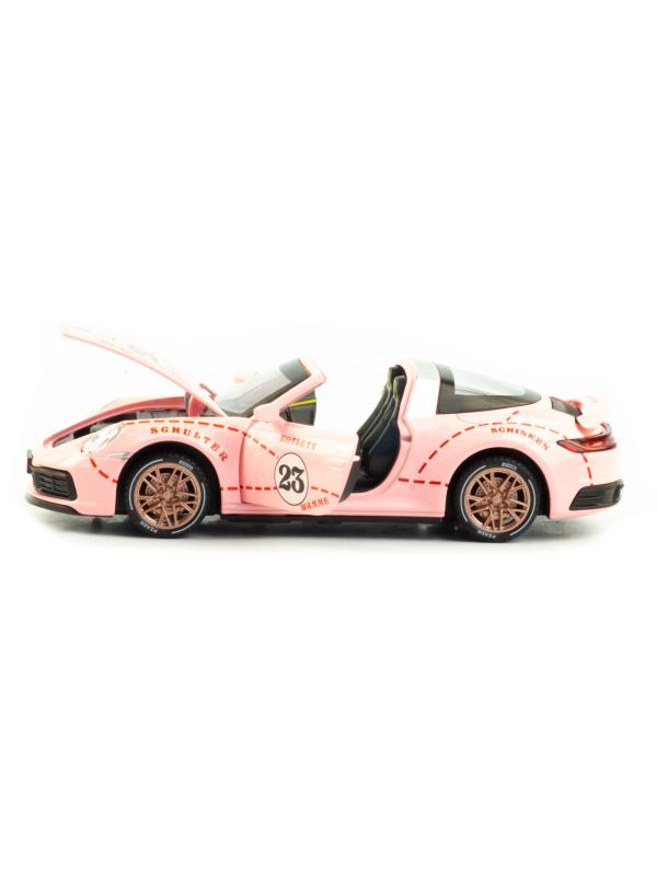 Металлическая машинка Newao Model 1:32 «Porsche 911 Targa» ХА3225В, свет, звук, инерционная / Розовый