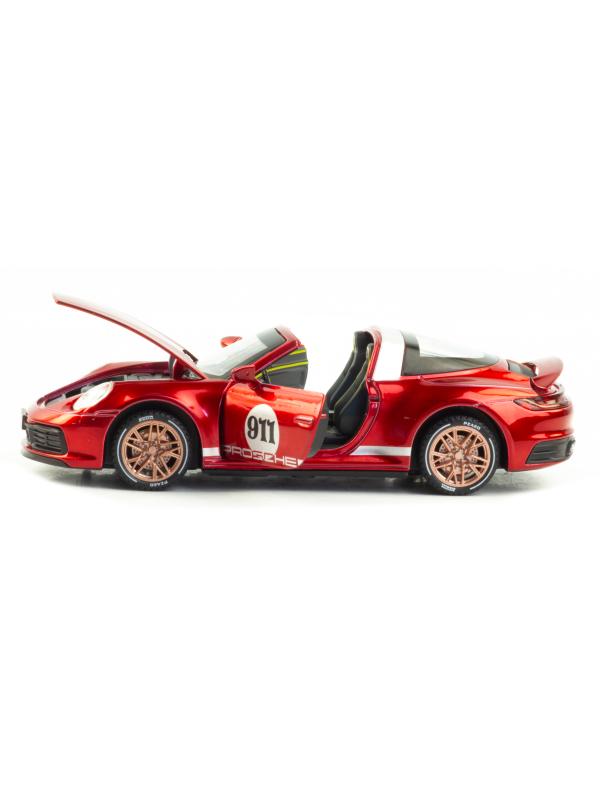 Металлическая машинка Newao Model 1:32 «Porsche 911 Targa» ХА3225В, свет, звук, инерционная / Красный
