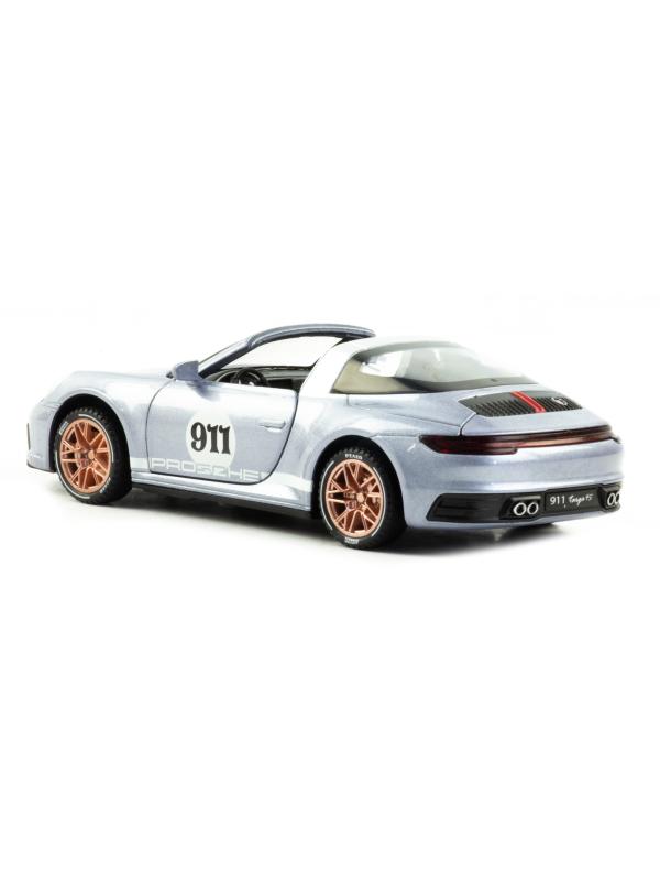 Металлическая машинка Newao Model 1:32 «Porsche 911 Targa» ХА3225В, свет, звук, инерционная / Серый